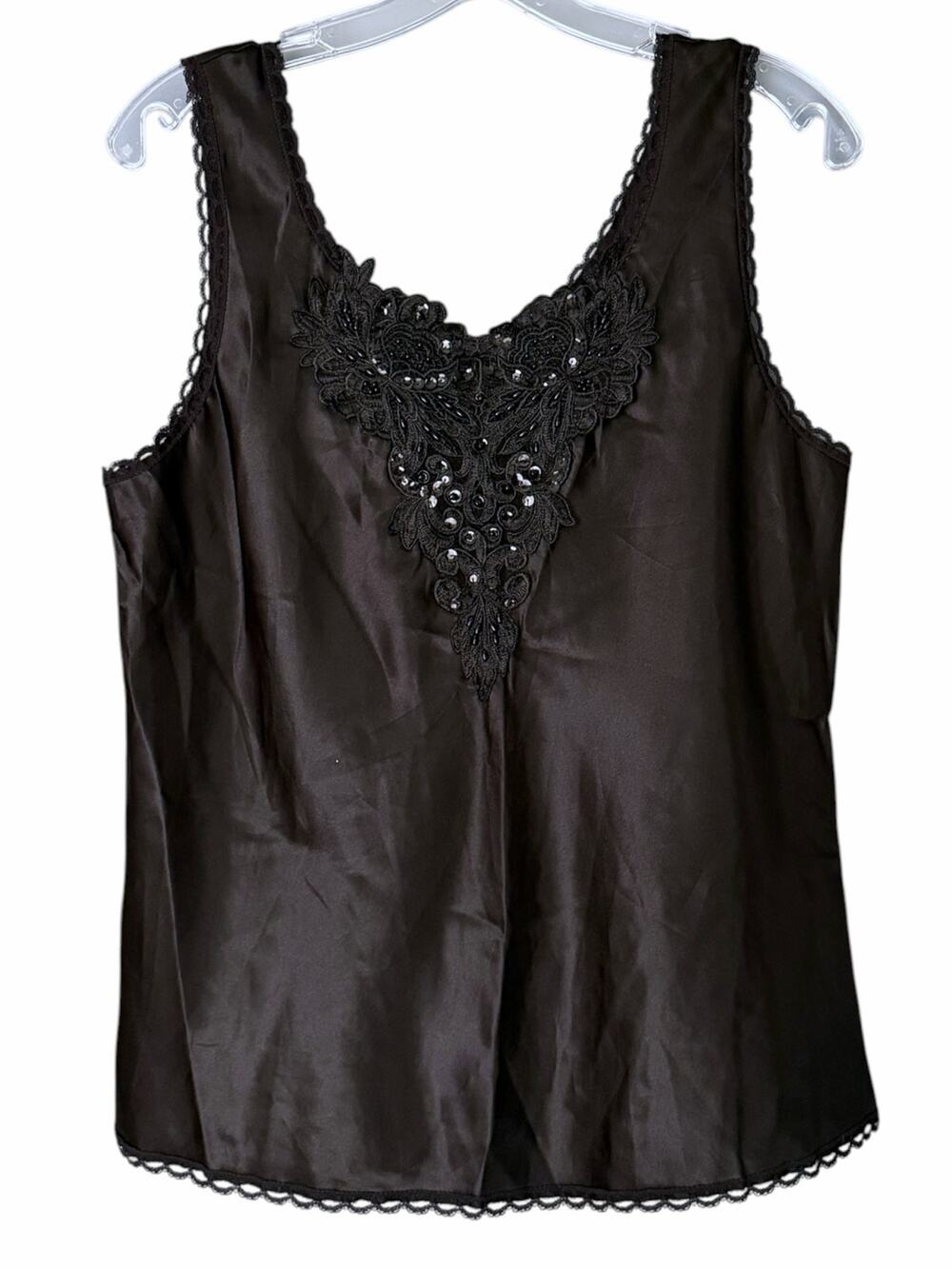 Cinema Etoile Black Lace Camisole Top Women’s M Beaded Sequin Y2K Whimsigoth NEW